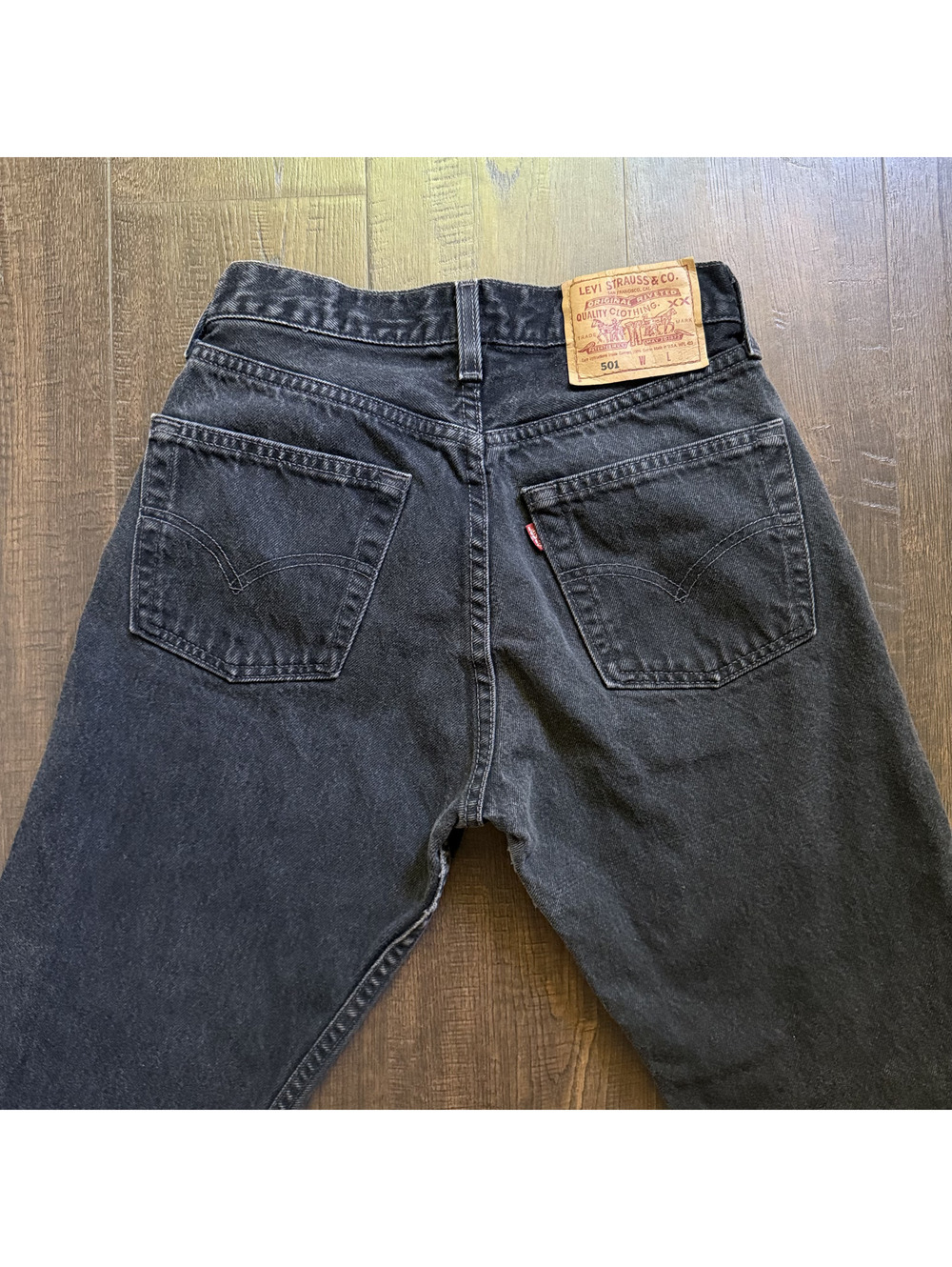 Vintage Levi’s 501 Black Faded High Rise Straight Leg Jeans 24x27 USA Made 90s